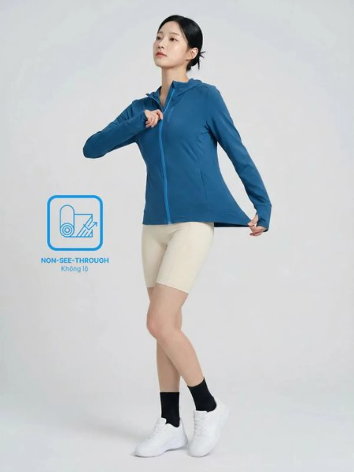 Áo Khoác Nữ Chống Nắng, Chống UV AERO COOL HOODIE Vải Co Giãn LIMEORANGE OO26477101