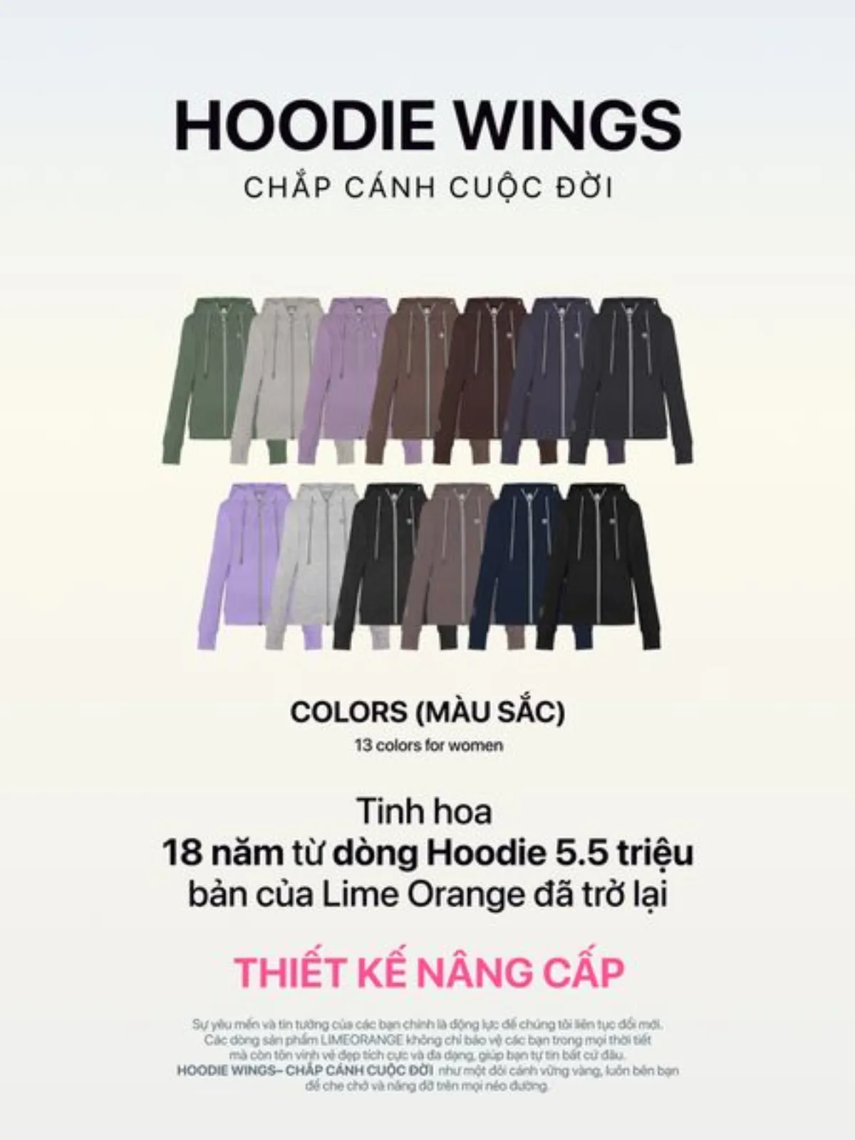 Áo Khoác Nữ Cotton Form Lửng Hoodie Wings Crop Chống Nắng Chống UV 99.95% LIMEORANGE