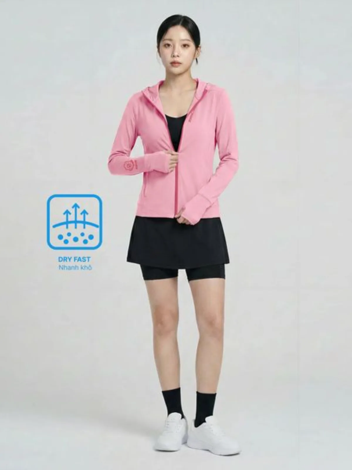 Áo Khoác Nữ Chống Nắng, Chống UV AERO COOL HOODIE Vải Co Giãn LIMEORANGE OO26477101