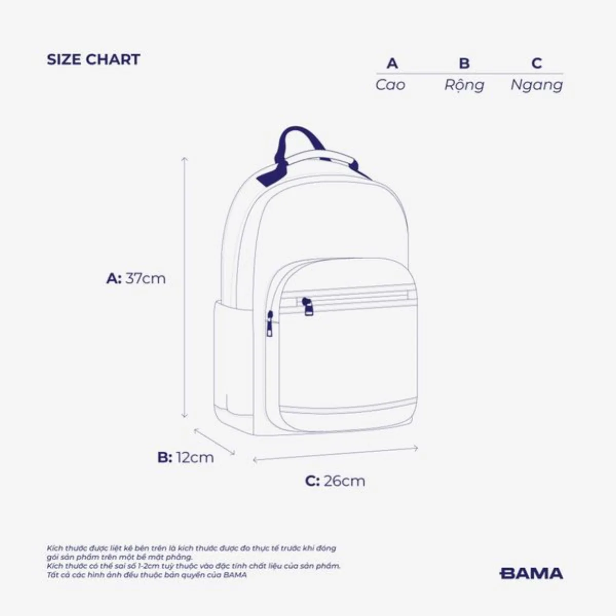 [KOL] Balo mini nam nữ đi học đi làm BAMA Backpack NB104 chống nước nhiều ngăn đựng laptop 13 inch