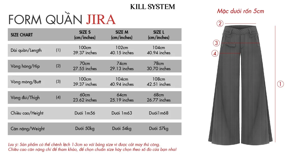 Quần tây cạp trễ ống rộng dày dặn JIRA - KILLSYSTEM