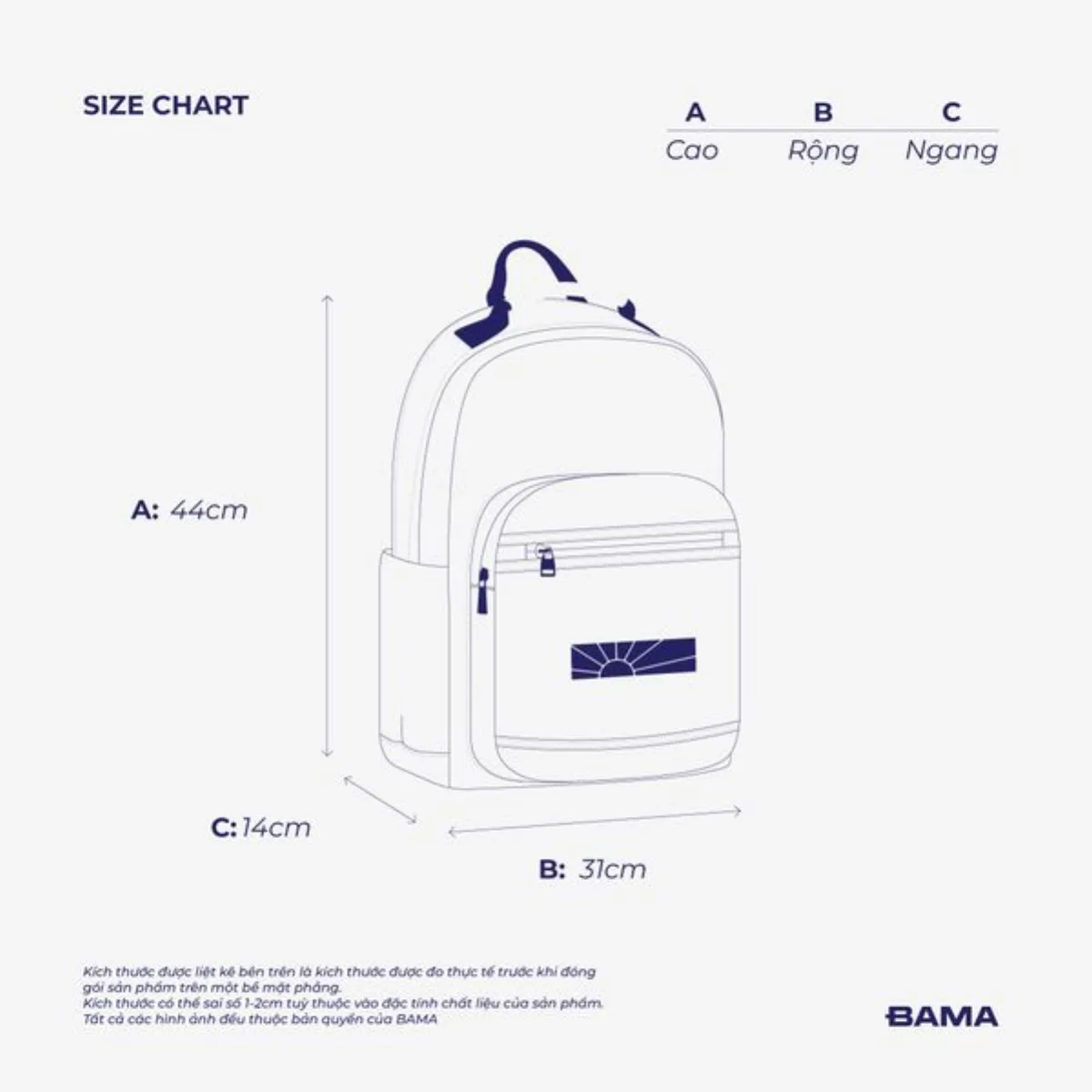 [KOL] Balo nam nữ đi học đi làm BAMA Mesh Fabric MF103 nhiều ngăn đựng laptop 13 14 15.6 inch