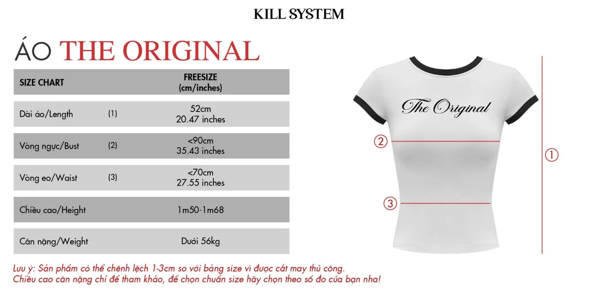 Áo thun babytee phối viền in chữ THE ORIGINAL - 𝐊𝐈𝐋𝐋 𝐒𝐘𝐒𝐓𝐄𝐌