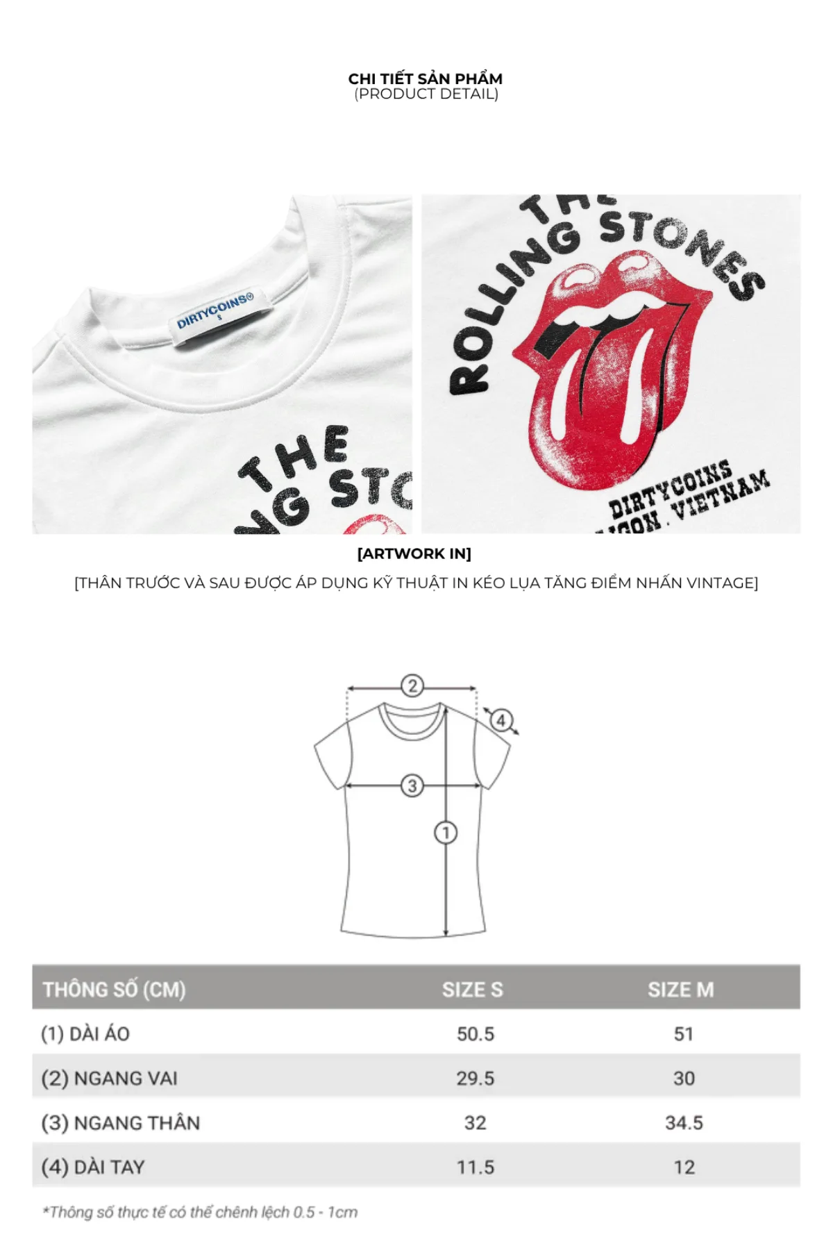 [DCxRS] Áo Thun Fitted Baby Tee DirtyCoins Vintage Tongue