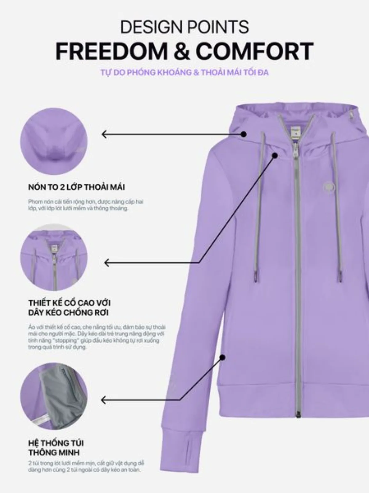 Áo Khoác Nữ Cotton Form Lửng Hoodie Wings Crop Chống Nắng Chống UV 99.95% LIMEORANGE