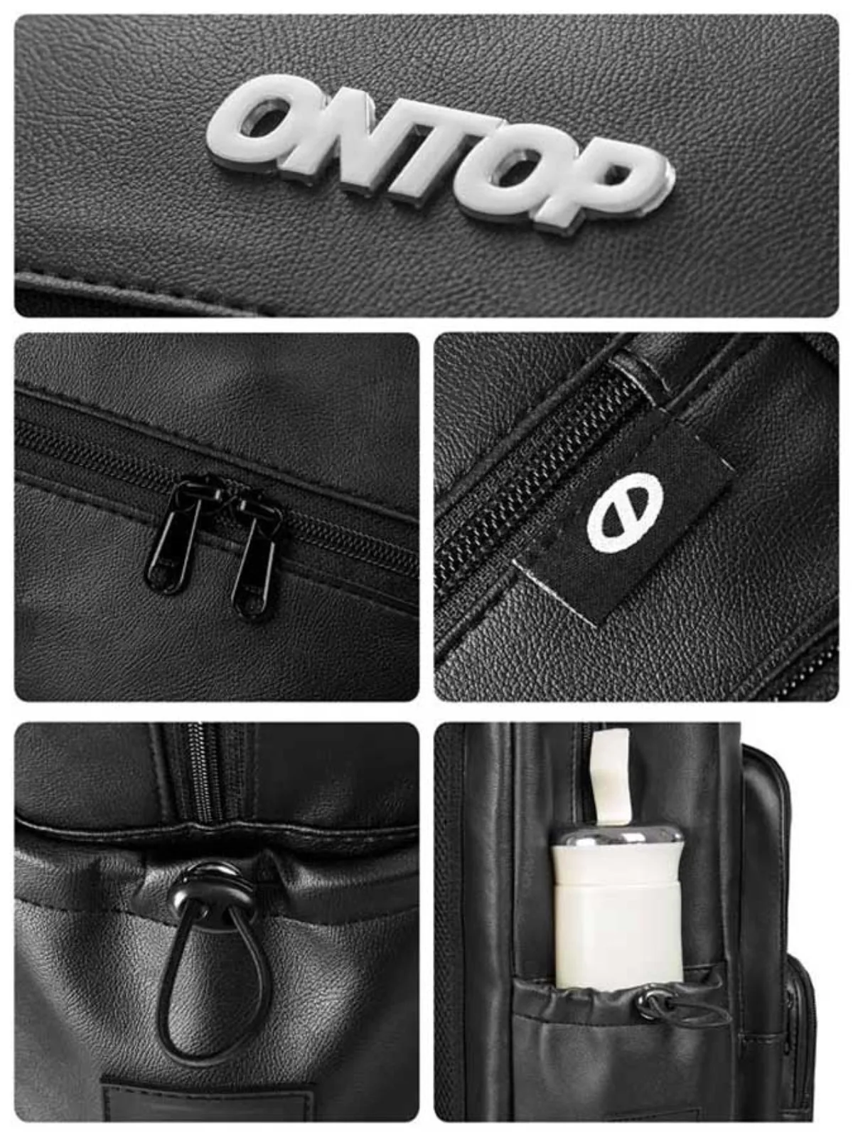 Balo đi học màu đen nam nữ ONTOP nhiều ngăn, vải canvas, da Triple Box Backpack Pos-Pro local brand |  O-P63