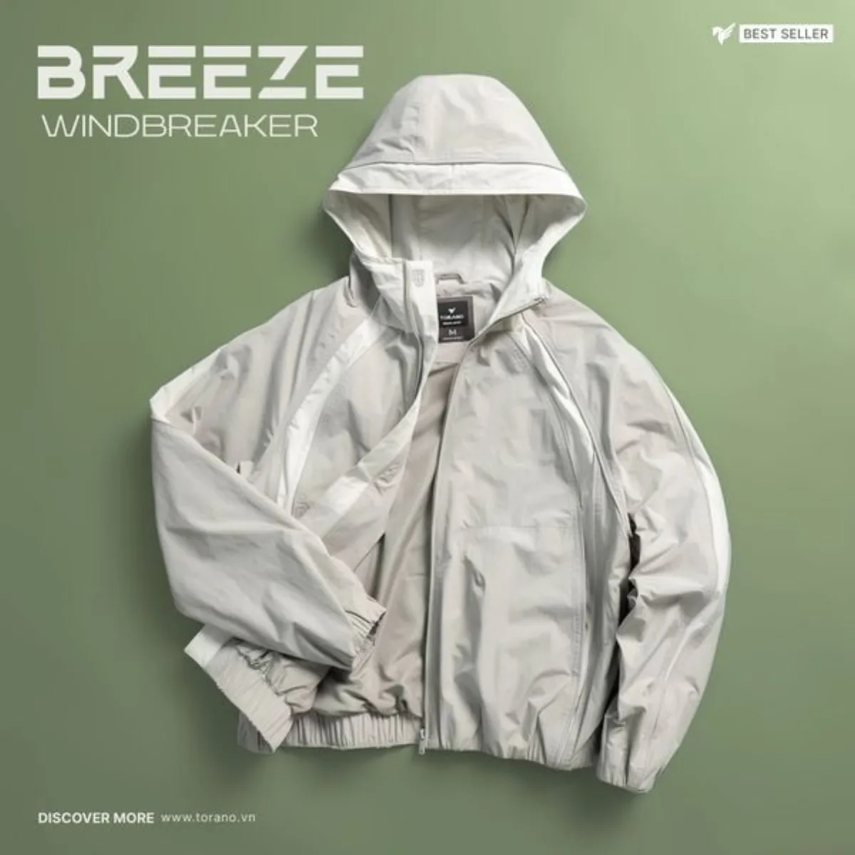 [LUXURY ITEM] Áo Khoác Gió Nam 2 lớp BREEZE WINDBREAKER TORANO Can Phối Mũ Liền Thêu Logo, Cản Gió, Giữ ấm GWCW801