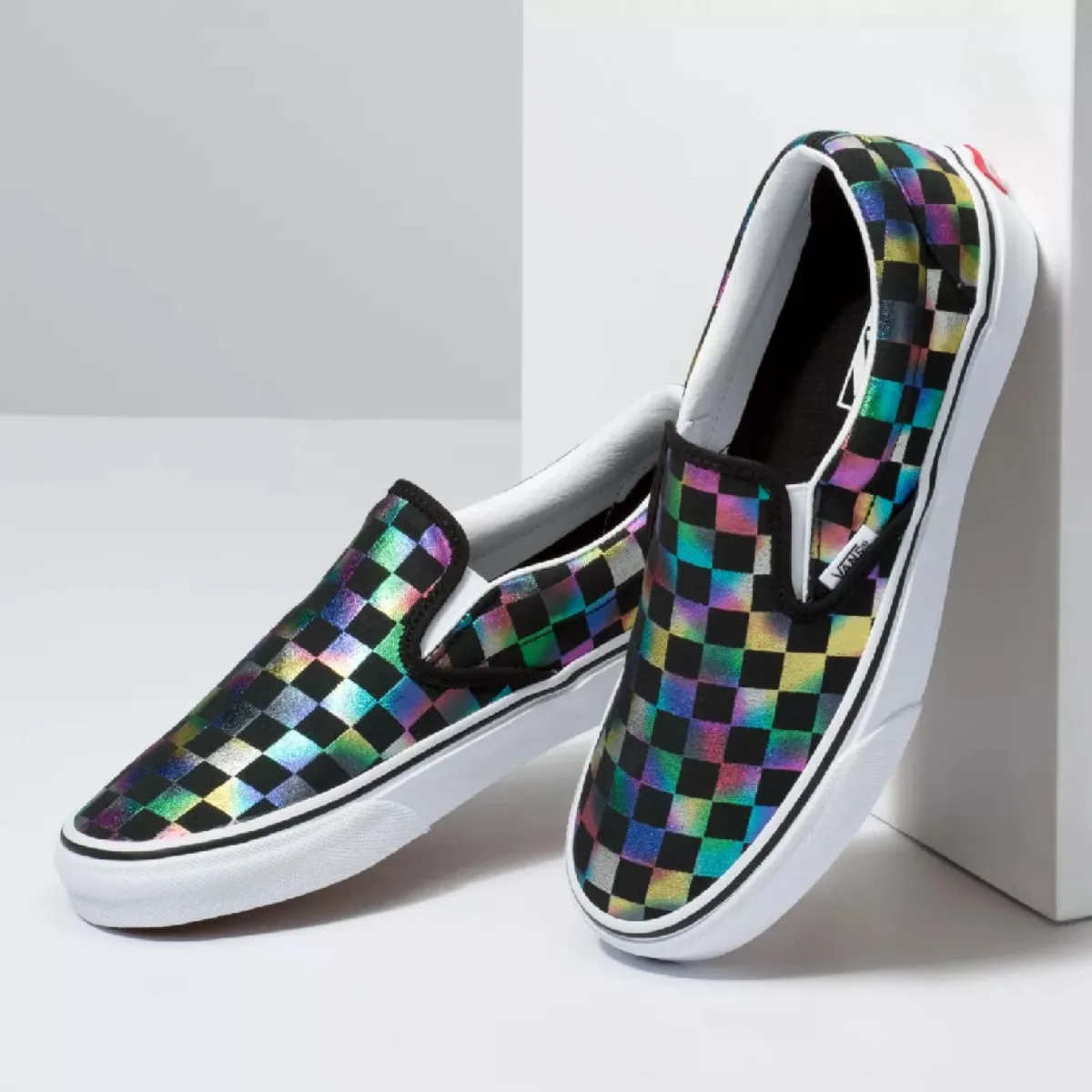 VANS IRIDESCENT CHECK SLIP-ON BLACK
