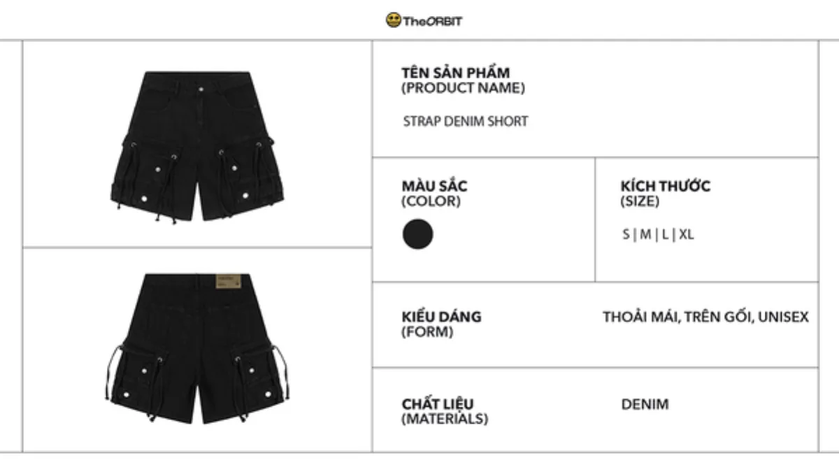 Quần Short Nam Nữ The ORBIT STRAP DENIM SHORT - Local Brand Chính Hãng