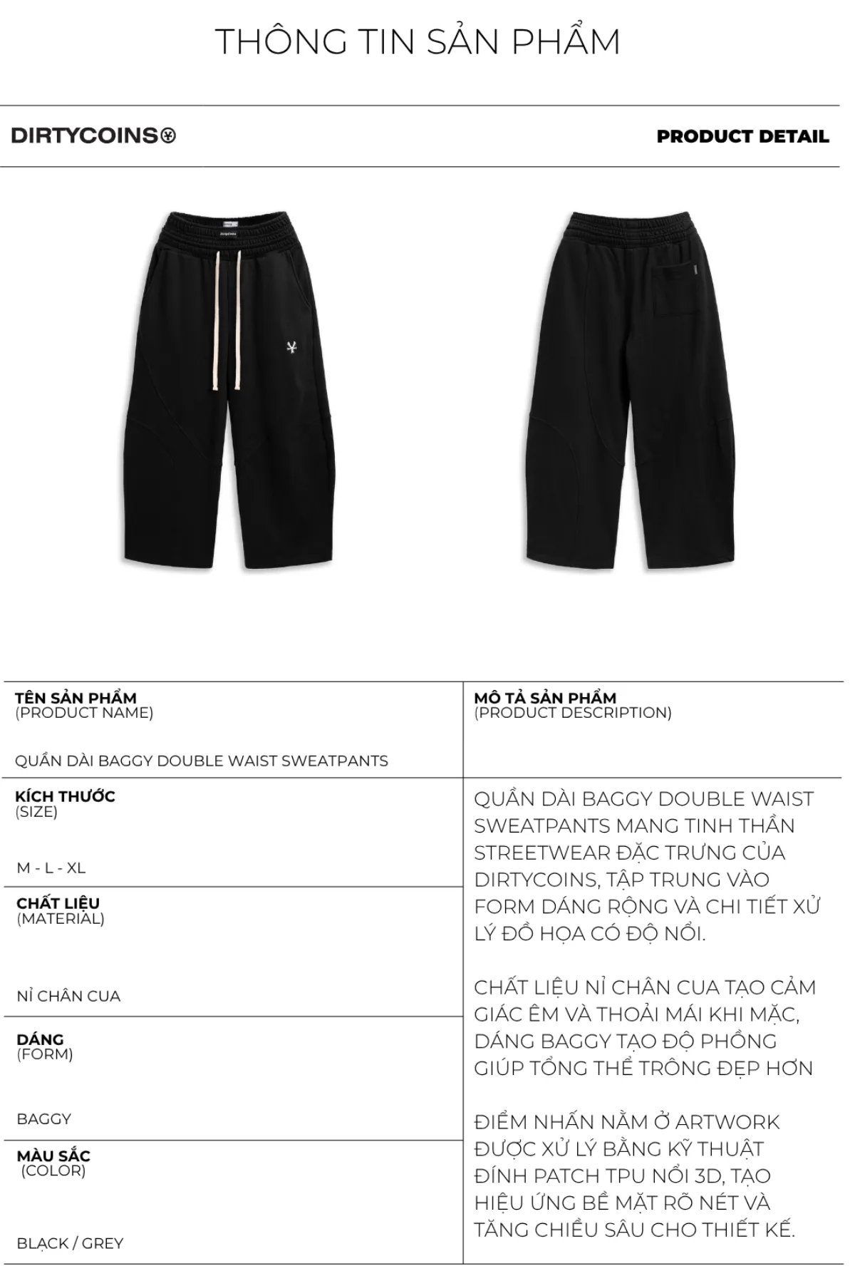 Quần Dài DirtyCoins Baggy Double Waist Sweatpants