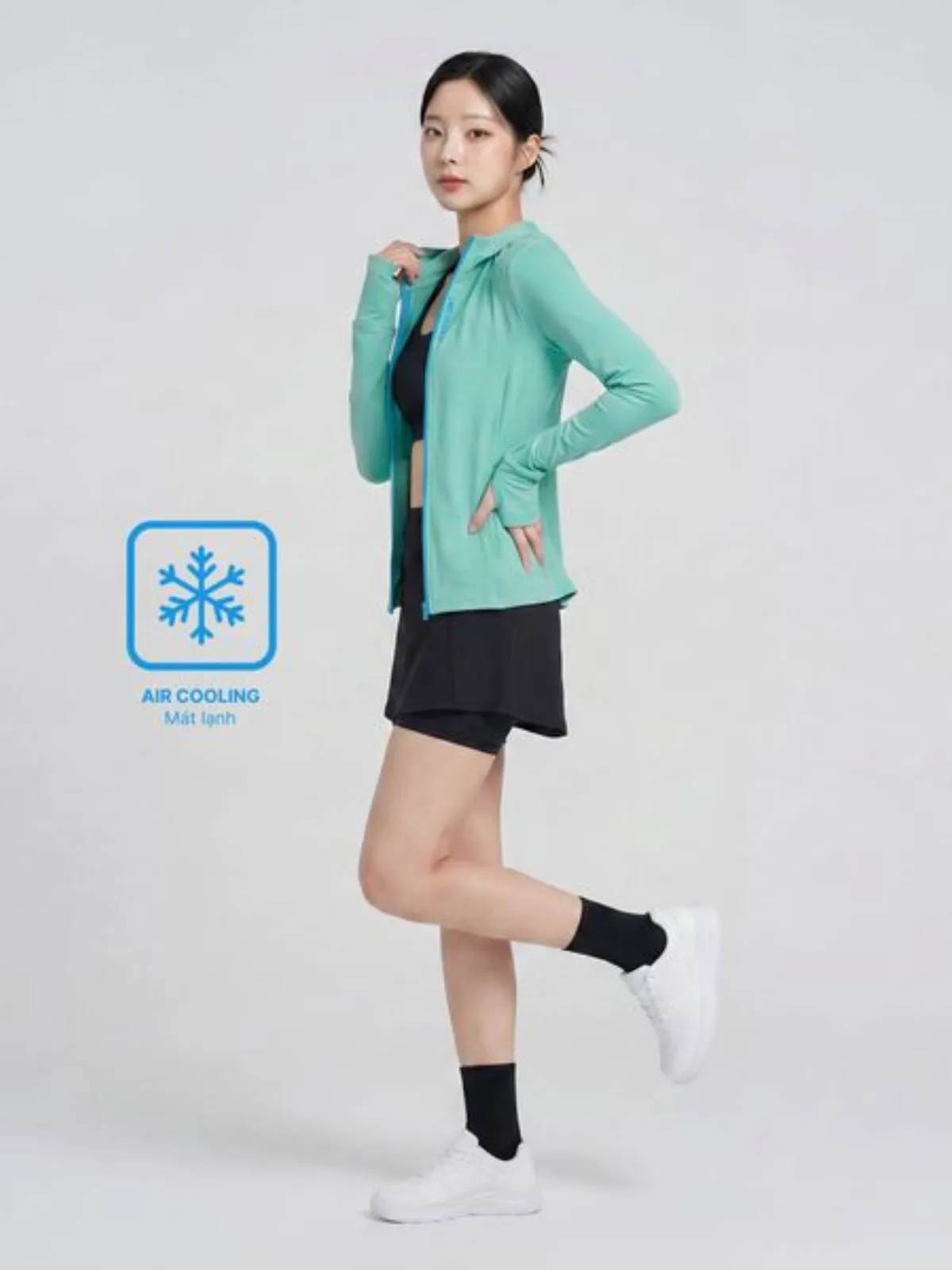 Áo Khoác Nữ Chống Nắng, Chống UV AERO COOL HOODIE Vải Co Giãn LIMEORANGE OO26477101