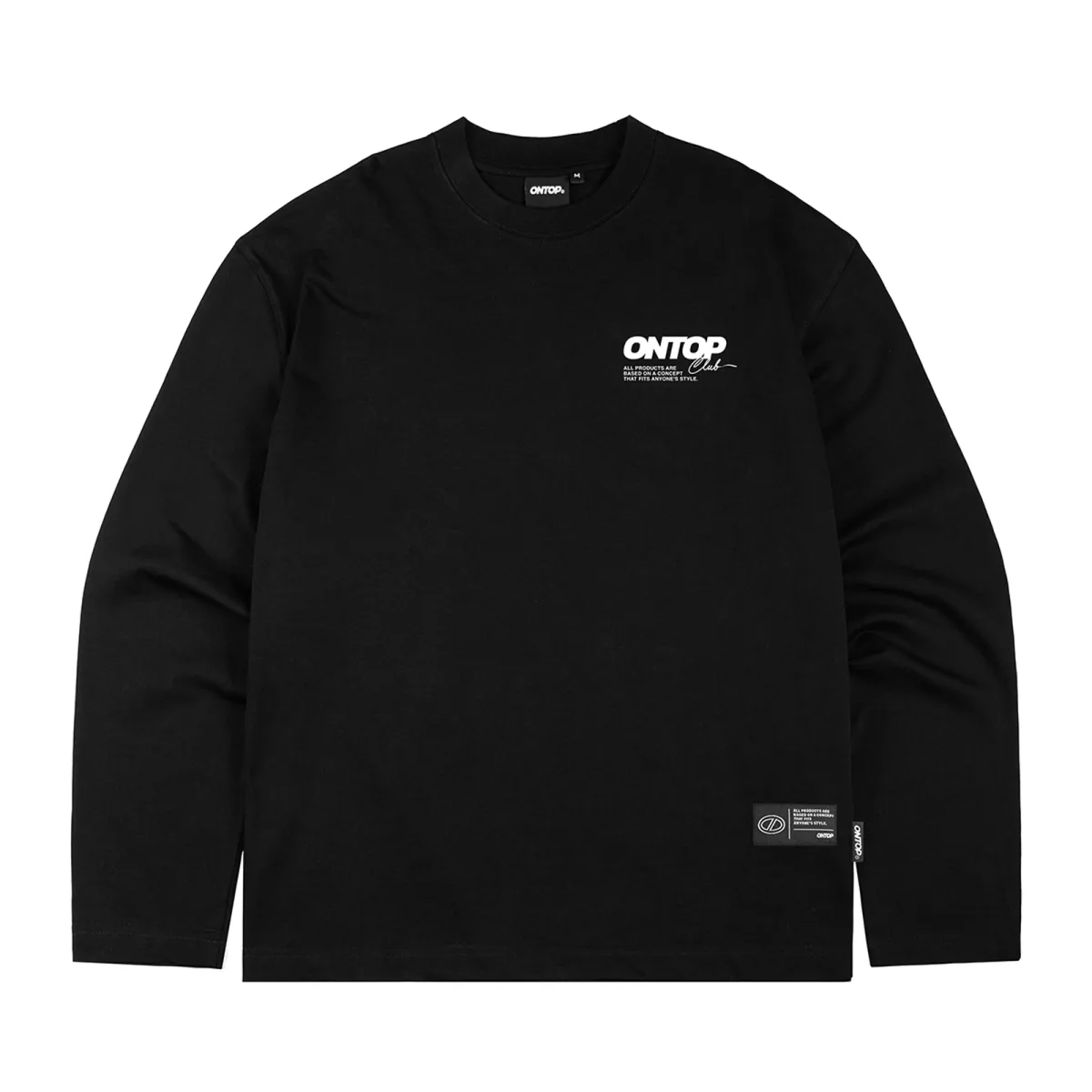 Áo thun dài tay nam nữ màu đen ONTOP form rộng vải cotton tháng mát local brand basic Base Long Sleeve Tee | O-T7