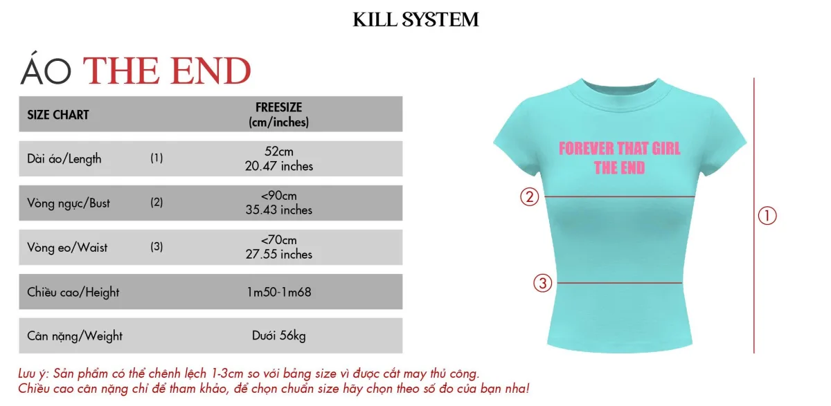 Áo thun babytee ôm body in chữ THE END - 𝐊𝐈𝐋𝐋 𝐒𝐘𝐒𝐓𝐄𝐌