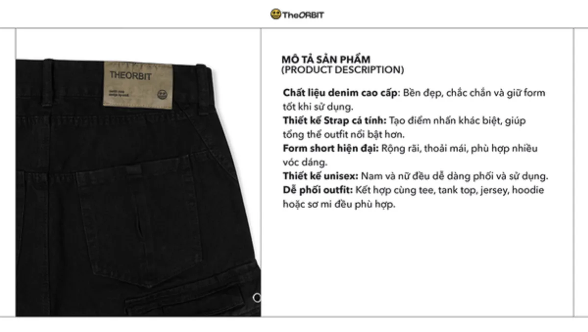 Quần Short Nam Nữ The ORBIT STRAP DENIM SHORT - Local Brand Chính Hãng