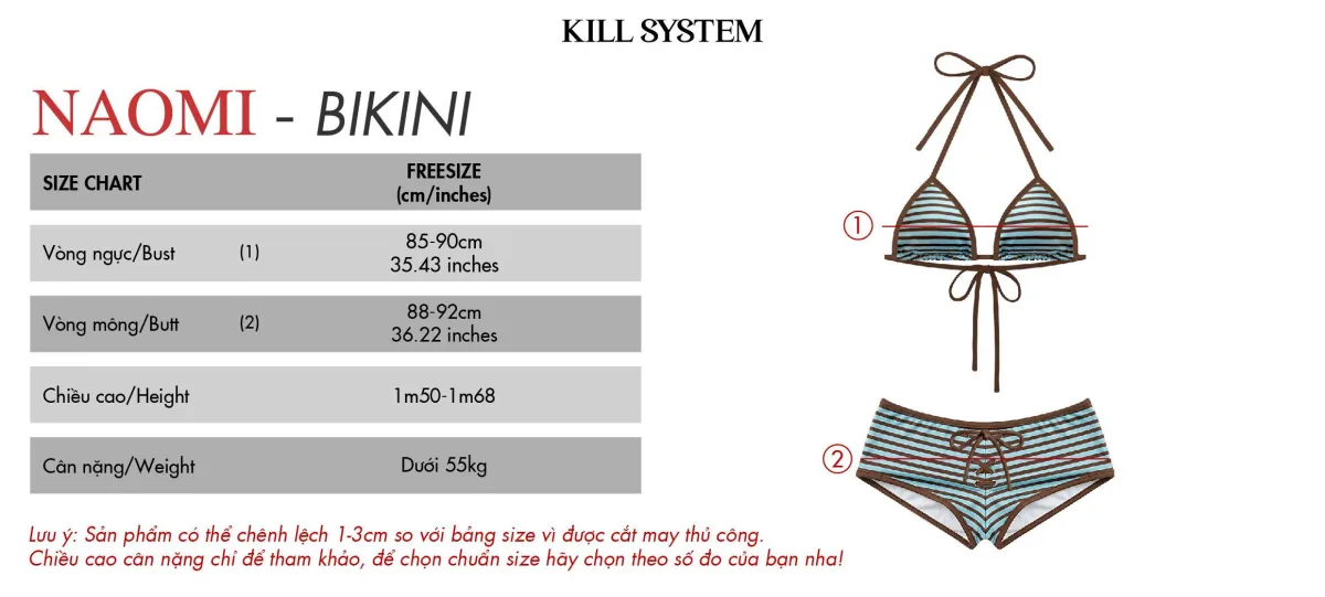 Set bikini hai mảnh quần short sọc ngang NAOMI - 𝐊𝐈𝐋𝐋 𝐒𝐘𝐒𝐓𝐄𝐌