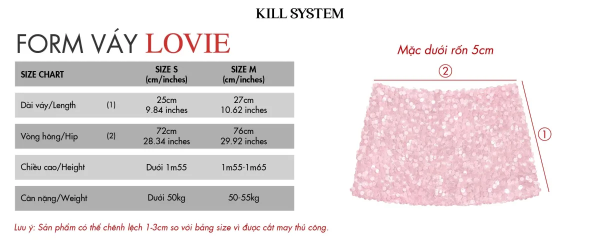 Chân váy ngắn kim sa lấp lánh tôn dáng LOVIE - 𝐊𝐈𝐋𝐋 𝐒𝐘𝐒𝐓𝐄𝐌