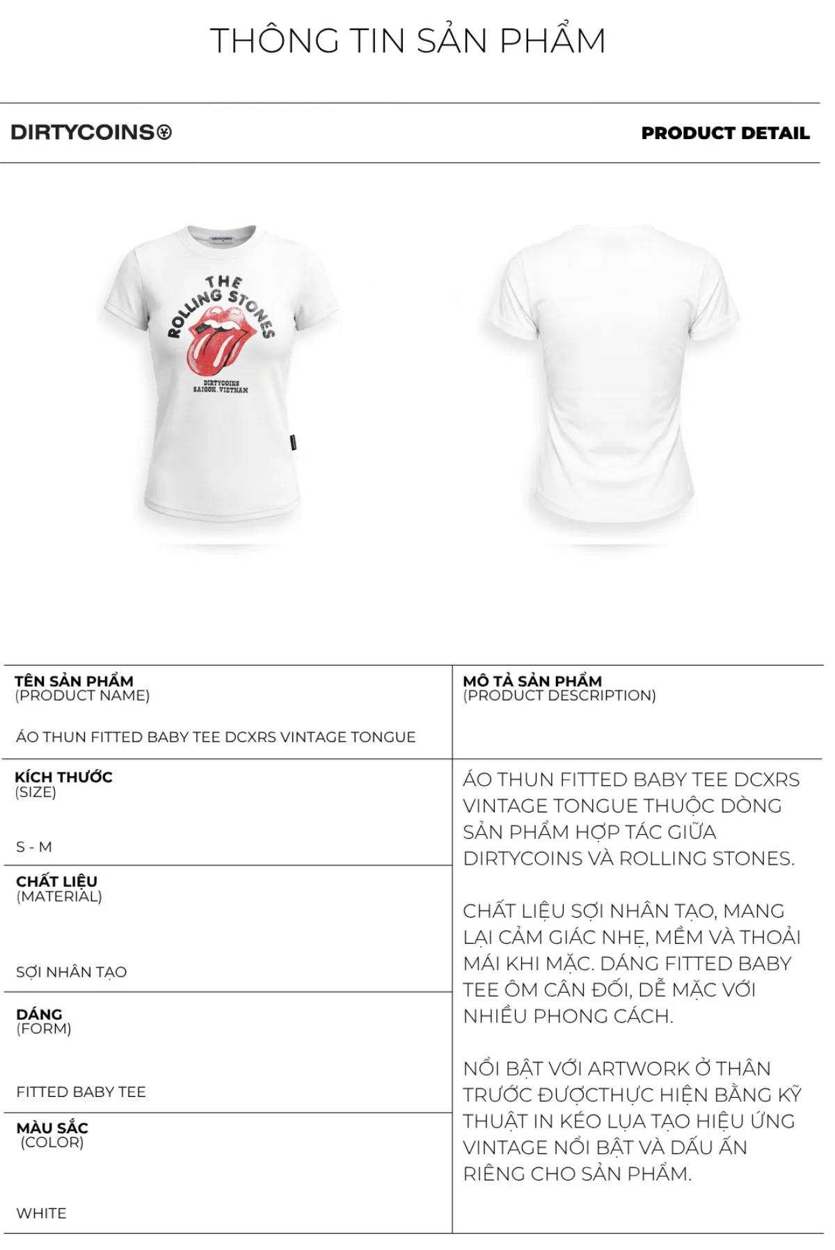 [DCxRS] Áo Thun Fitted Baby Tee DirtyCoins Vintage Tongue