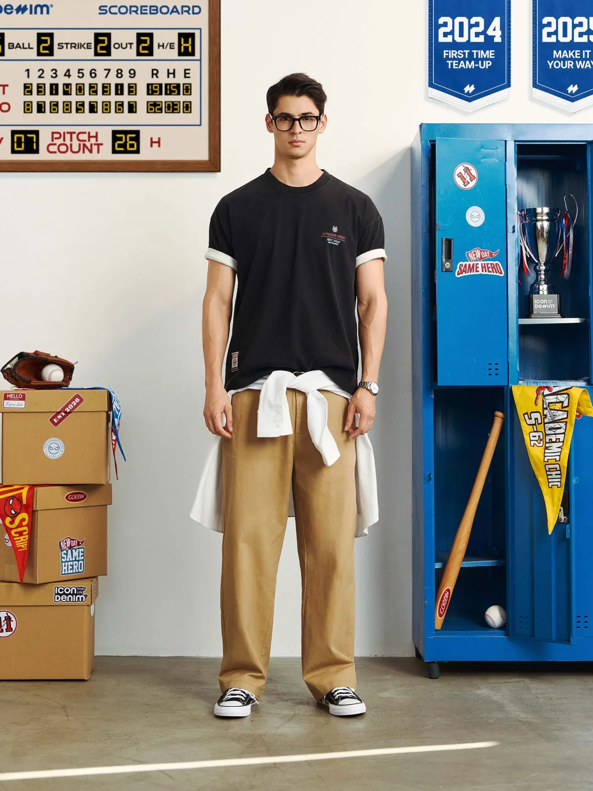 [ICONDENIM® MARVEL COLLECTION] Áo Thun Nam Marvel Spider-Man Archival Power Form Boxy ATID0766
