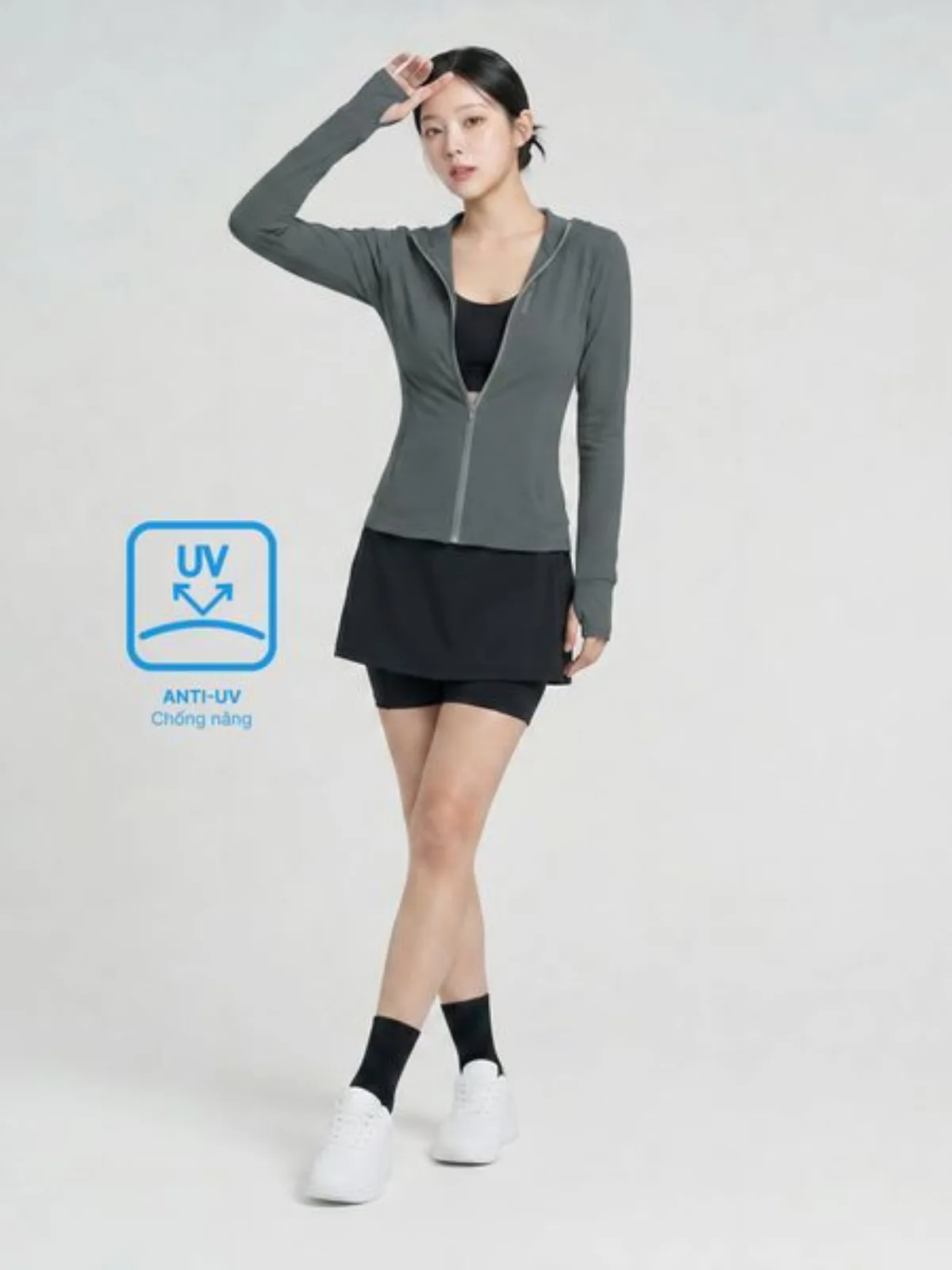Áo Khoác Nữ Chống Nắng, Chống UV AERO COOL HOODIE Vải Co Giãn LIMEORANGE OO26477101