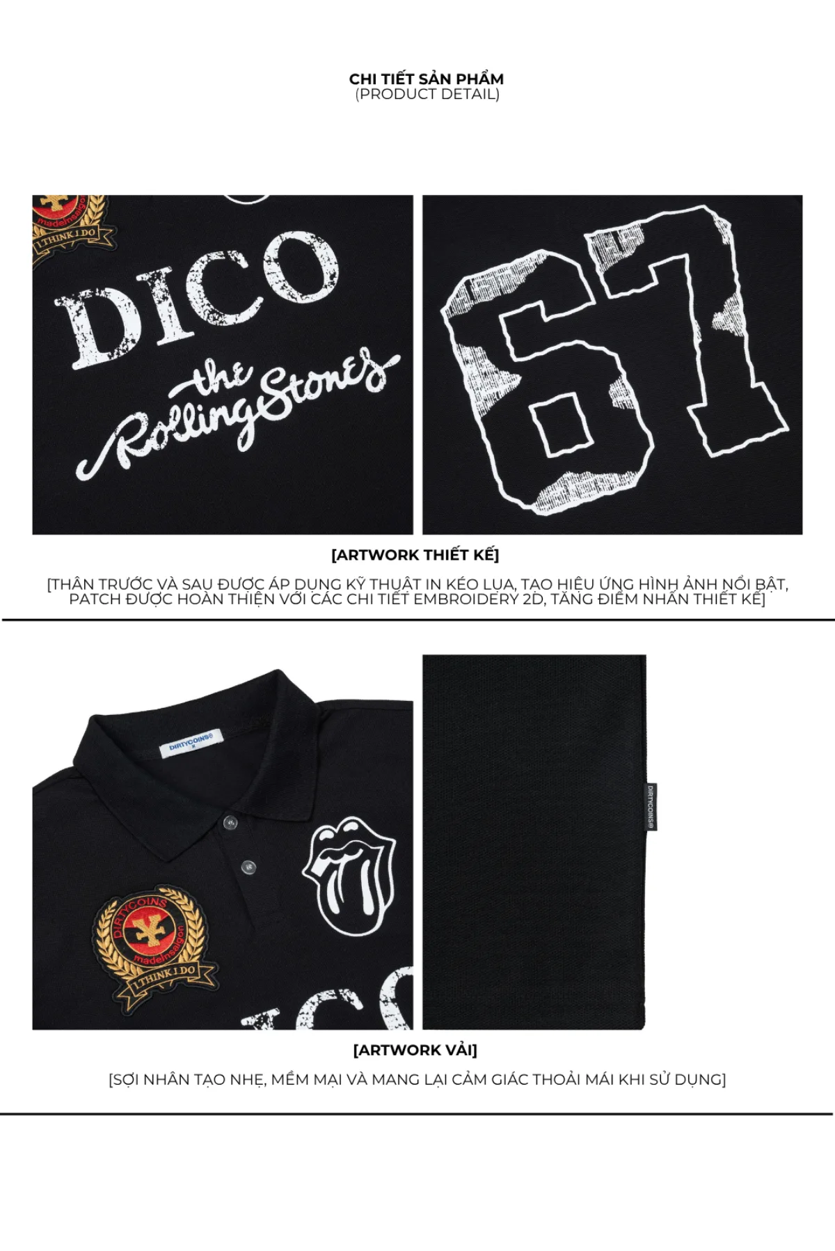 Áo Thun Polo DirtyCoins Classic Patches