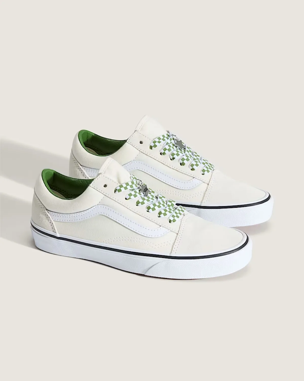 Giày VANS OLD SKOOL CHECKERBOARD STAR CHARM MARSHMALLOW/GREEN
