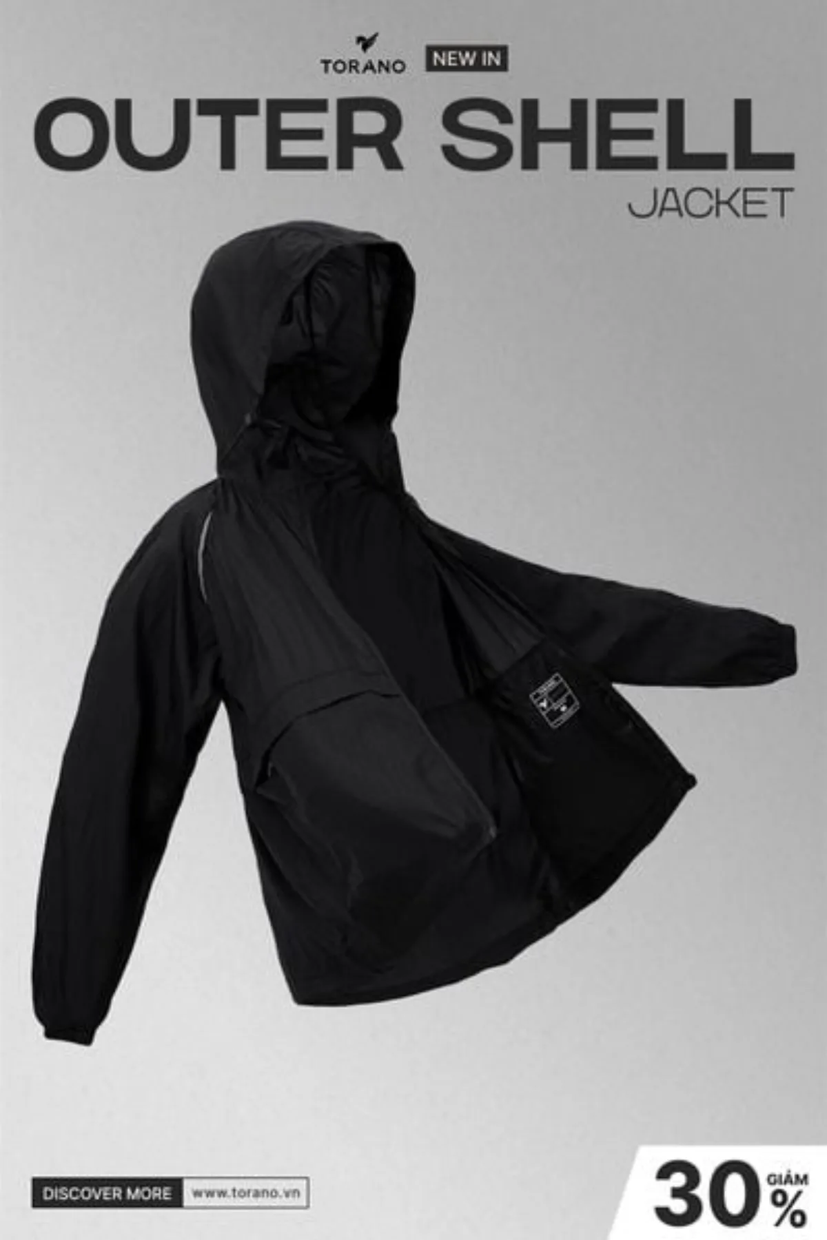 Áo Khoác Gió 1 lớp Nam OUTER SHELL JACKET TORANO Công Nghệ Cao Cấp Smart Tech, Chống Thấm, Cản Gió, Giữ ấm GWCW907
