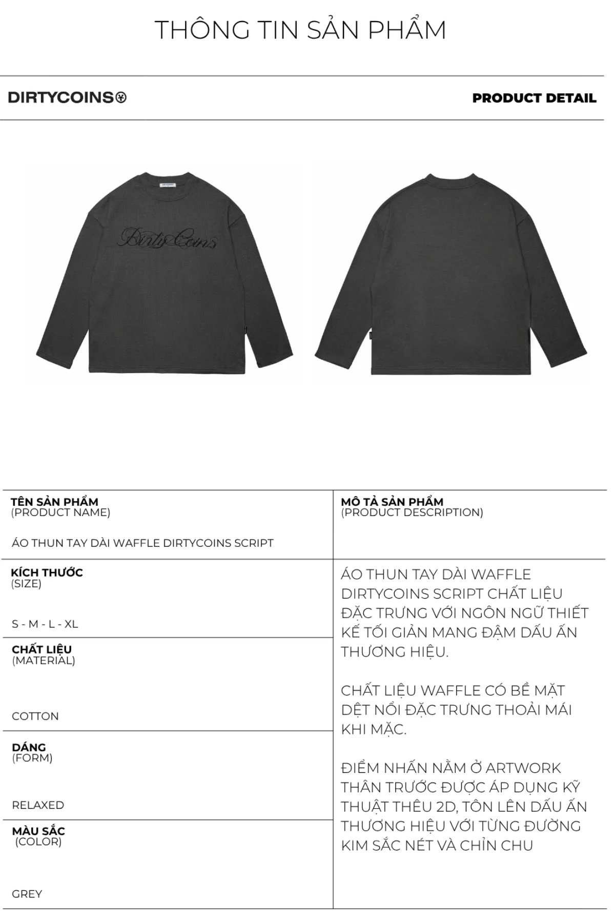 Áo Thun Tay Dài Waffle DirtyCoins Script