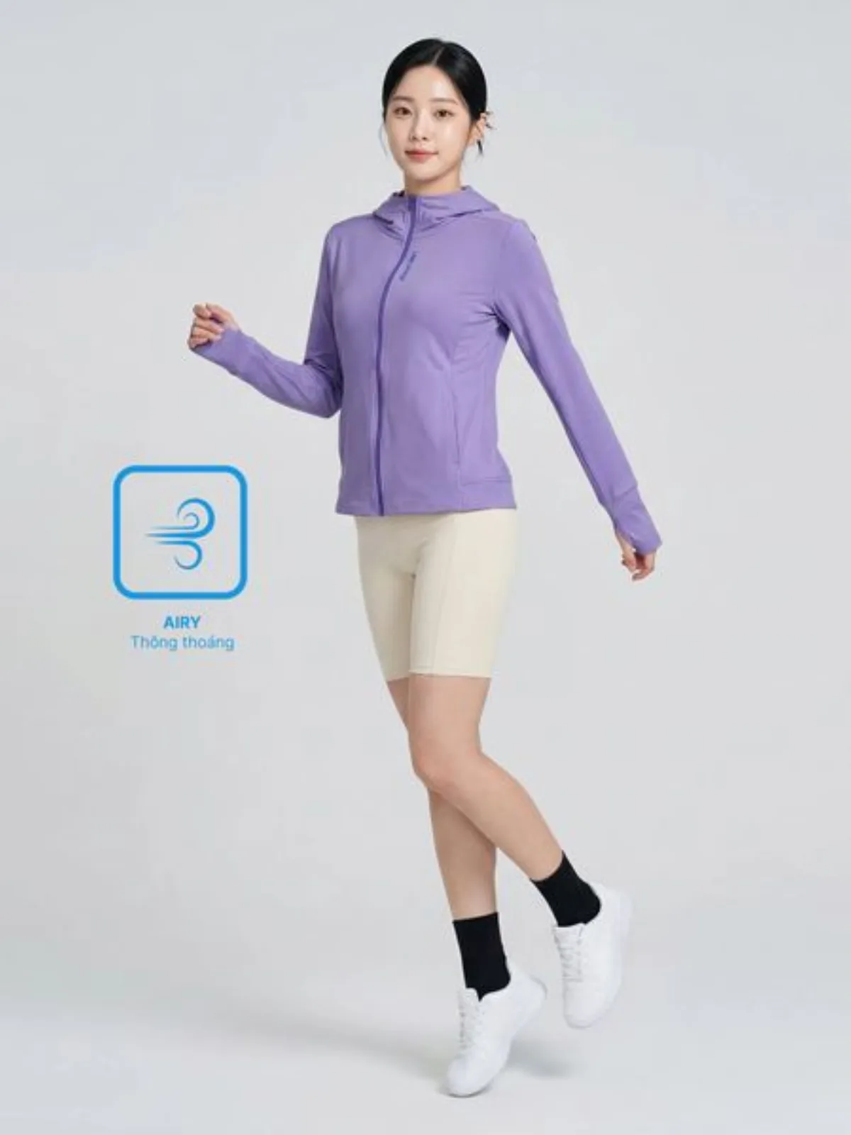 Áo Khoác Nữ Chống Nắng, Chống UV AERO COOL HOODIE Vải Co Giãn LIMEORANGE OO26477101