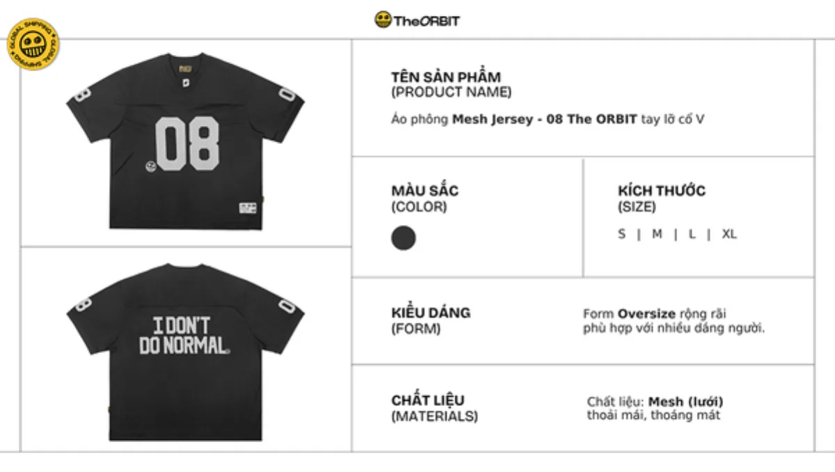 COMBO ÁO + QUẦN THE ORBIT Mesh Jersey 08 + Quần OB Logo Black  - Local Brand Chính Hãng