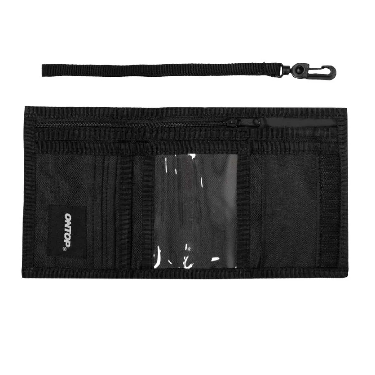 Ví cầm tay local brand ONTOP vải canvas nam nữ màu đen tặng kèm keychain New Logo Wallet | O-V21-VA