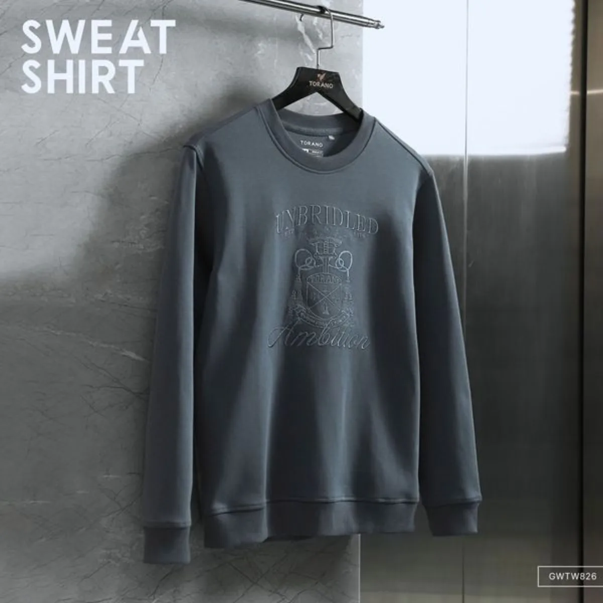 Áo nỉ SWEATSHIRT TORANO họa tiết thêu hình Unbridled ambition ấm áp, phong độ GWTW826