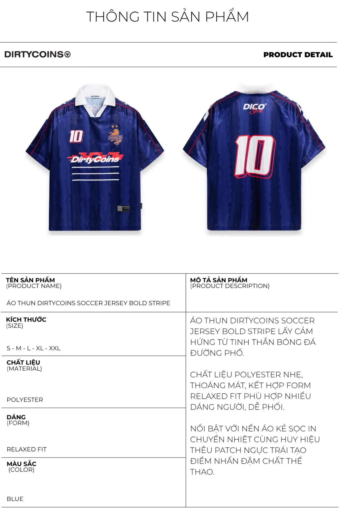 Áo Thun DirtyCoins Soccer Jersey Bold Stripe