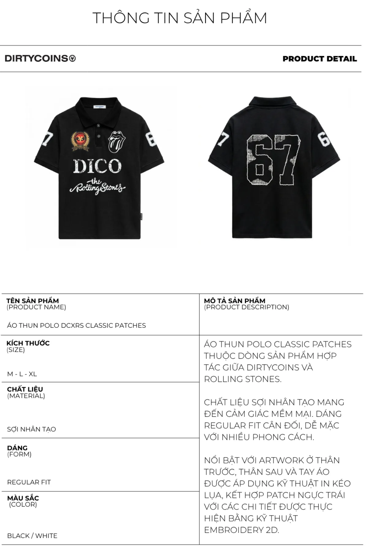 Áo Thun Polo DirtyCoins Classic Patches