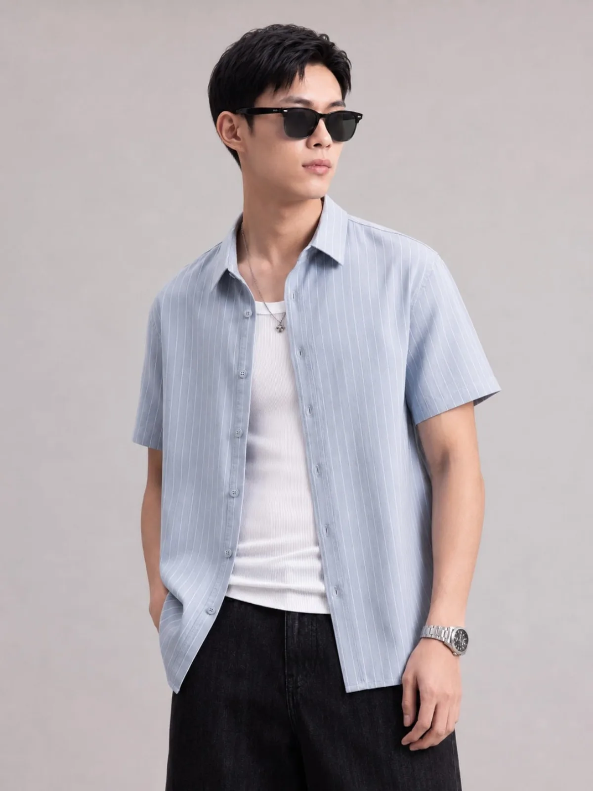 Áo Sơ Mi Nam ICONDENIM Tay Ngắn Breezy Form Boxy SMID0385