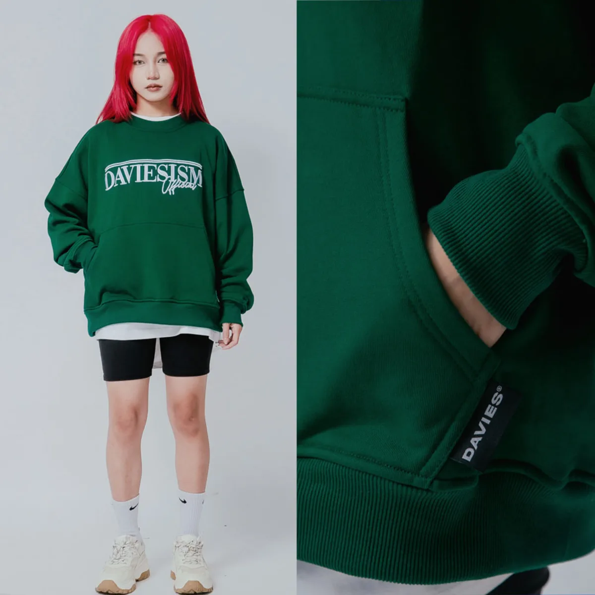 Áo sweater nỉ DAVIES nam nữ form rộng màu xanh local brand Community| D29-HD11
