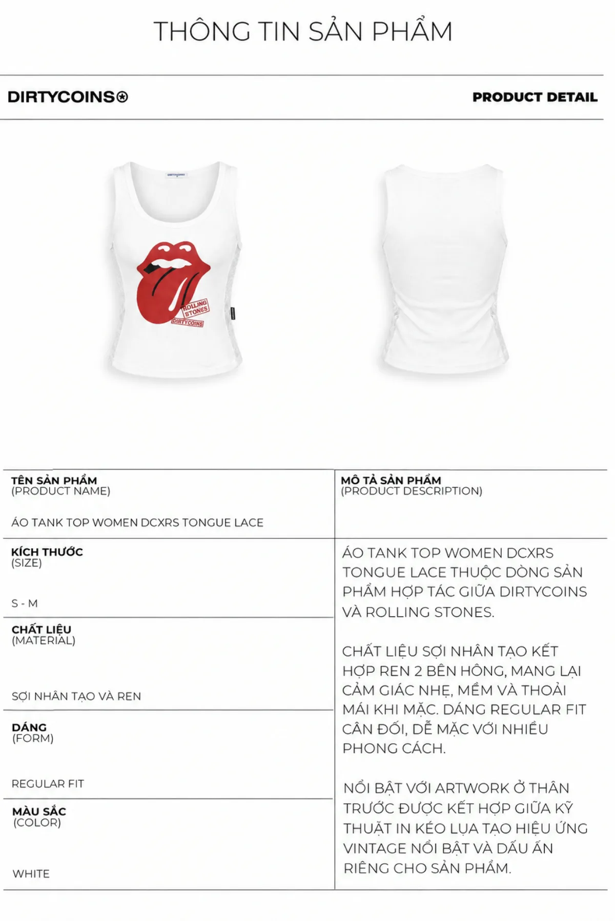 Áo Tank Top Nữ DirtyCoins Tongue Lace