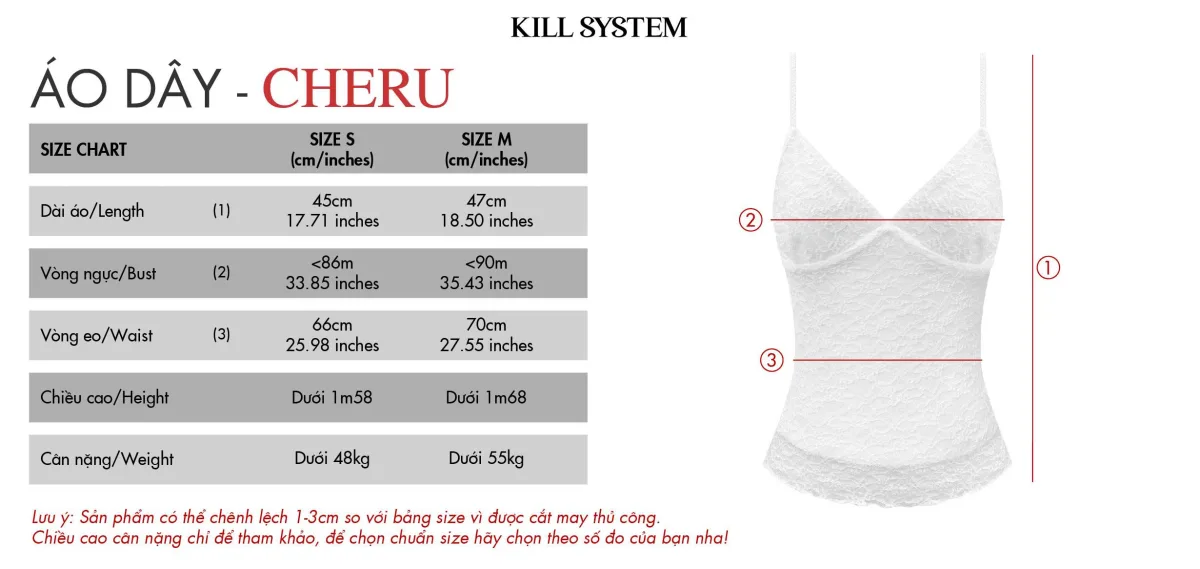 Áo hai dây ren ôm body tôn dáng CHERU - 𝐊𝐈𝐋𝐋 𝐒𝐘𝐒𝐓𝐄𝐌