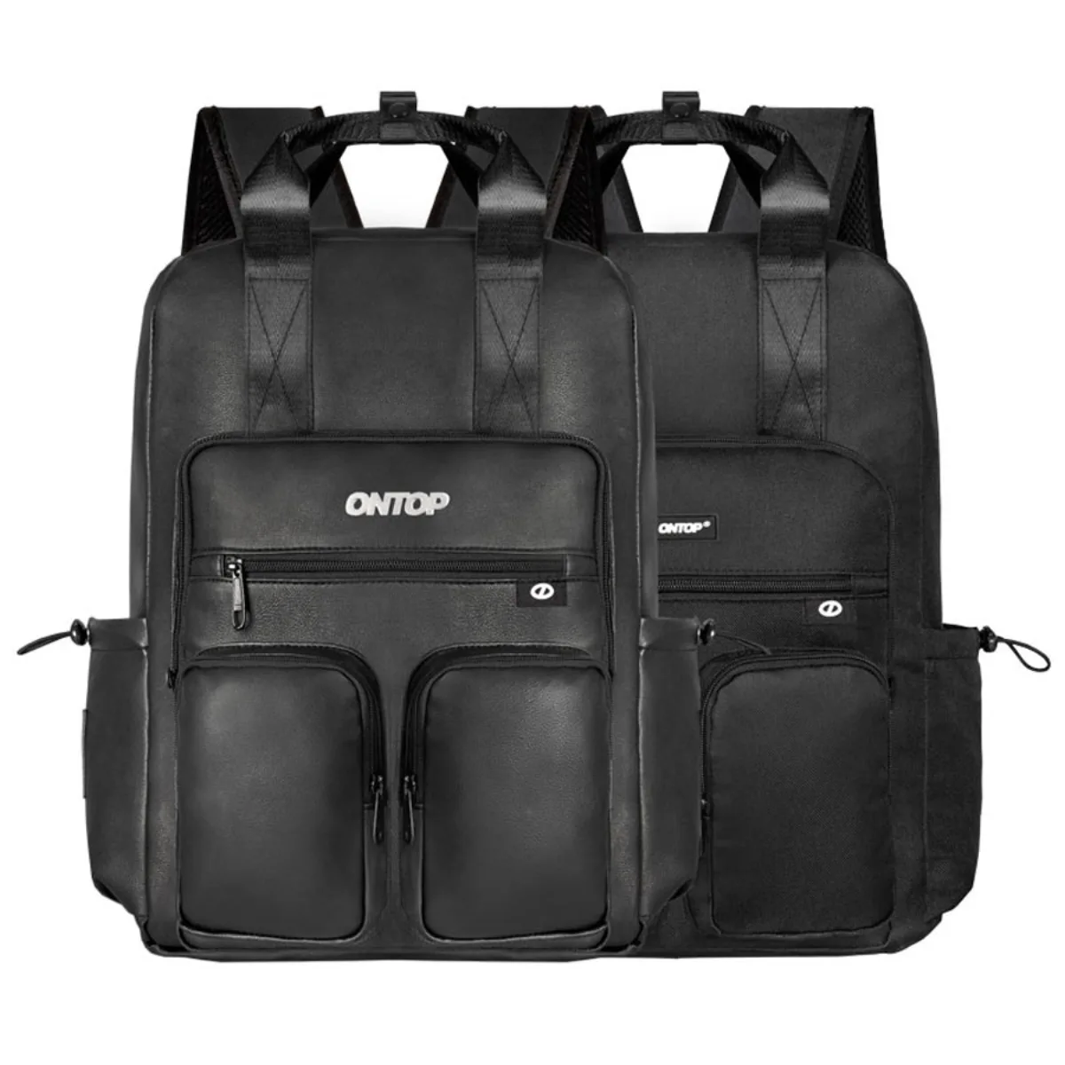 Balo đi học màu đen nam nữ ONTOP nhiều ngăn, vải canvas, da Triple Box Backpack Pos-Pro local brand |  O-P63
