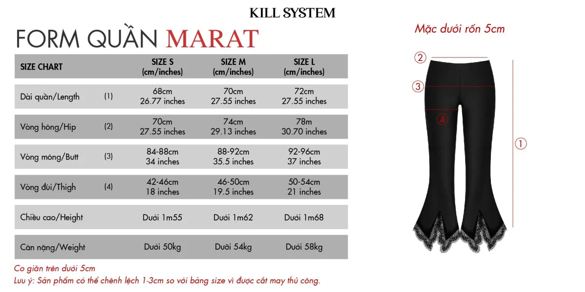 Quần ống loe thun dáng lửng phối ren MARAT - 𝐊𝐈𝐋𝐋 𝐒𝐘𝐒𝐓𝐄𝐌