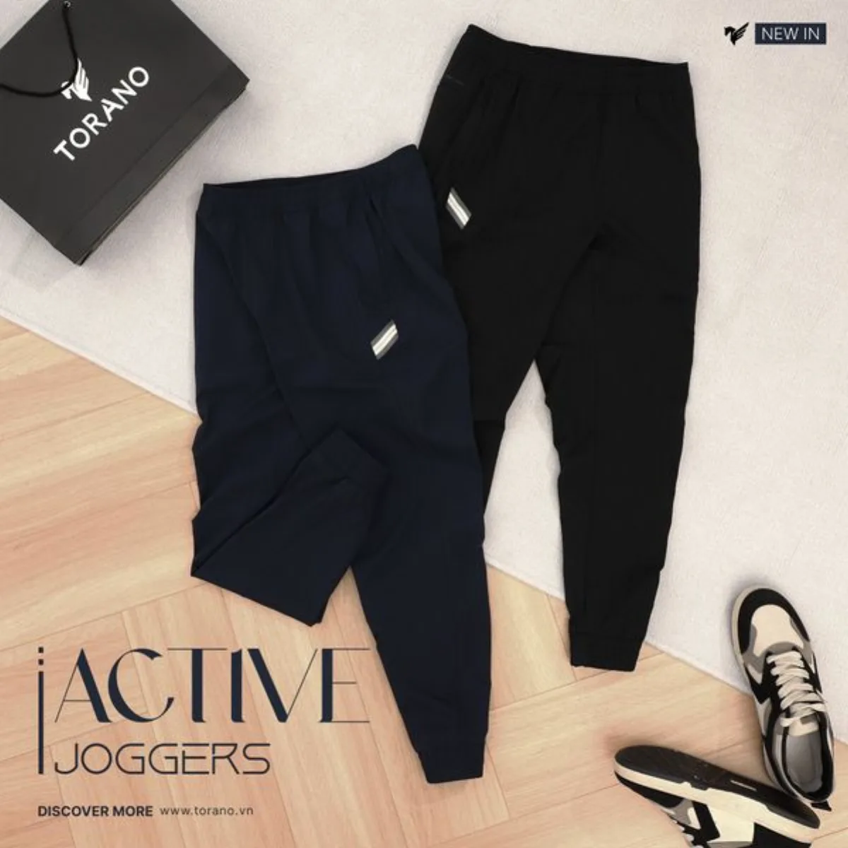 Quần Gió Nam ACTIVE JOGGERS TORANO can phối màu túi khóa in logo Cản Bụi, Cản Gió, Giữ ấm GWBW003