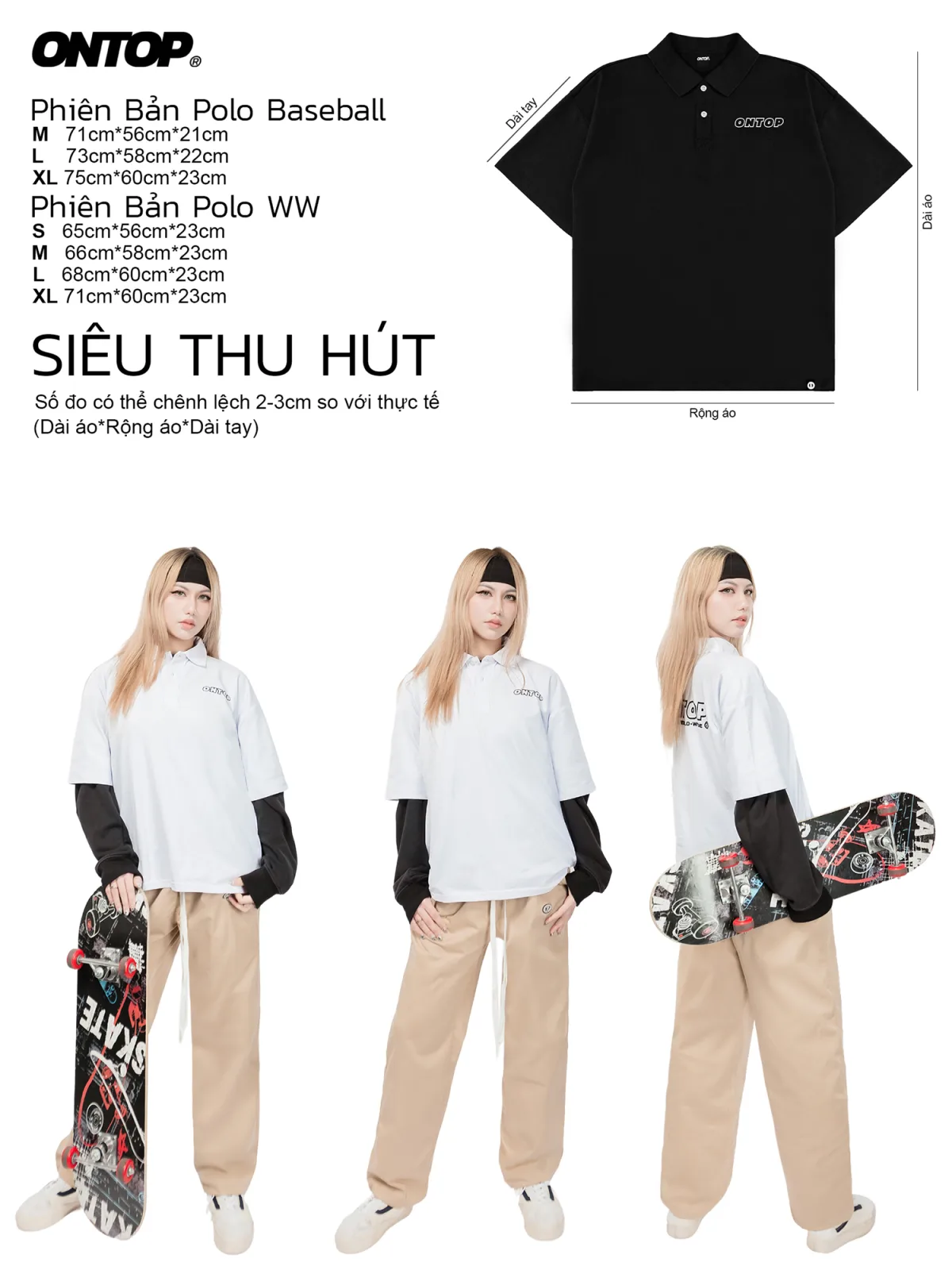 Áo polo nữ trắng ONTOP | O16-T2-L