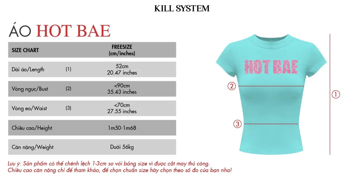 Áo thun babytee in chữ kim tuyến lấp lánh HOT BAE - 𝐊𝐈𝐋𝐋 𝐒𝐘𝐒𝐓𝐄𝐌