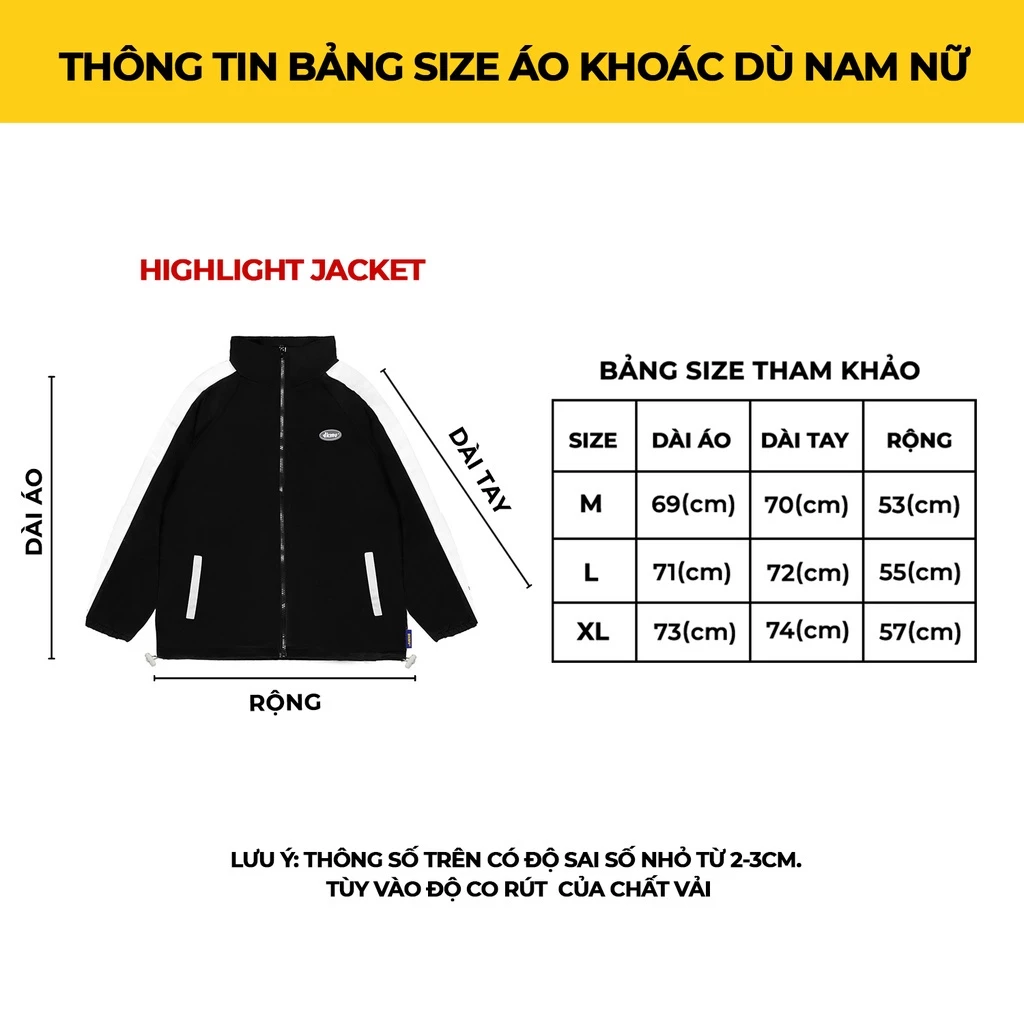 Áo khoác dù form rộng màu đen phối tay sọc cổ trụ DKMV Highlight Jacket | K11-AK1