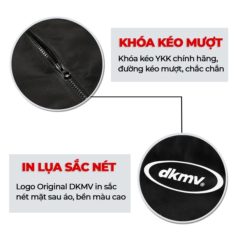 Áo khoác dù form rộng màu đen phối tay sọc cổ trụ DKMV Highlight Jacket | K11-AK1