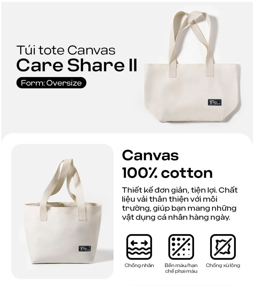 [MUA 2 GIẢM 5%]Túi tote Canvas Care & Share II Coolmate