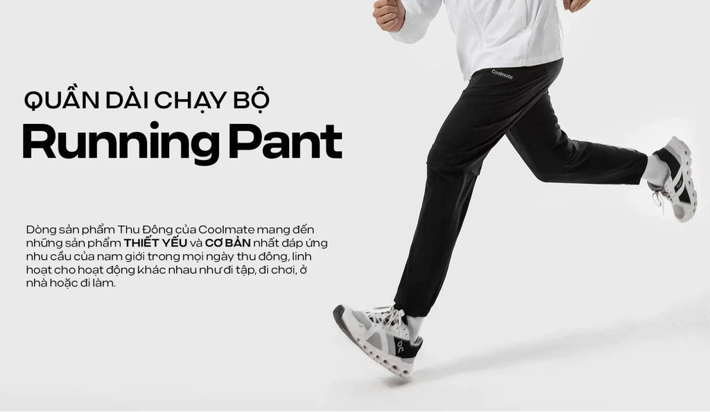 Quần dài thể thao chạy bộ Running Pant siêu nhẹ thoáng khí thấm hút Coolmate OUTLET KHÔNG ĐỔI TRẢ