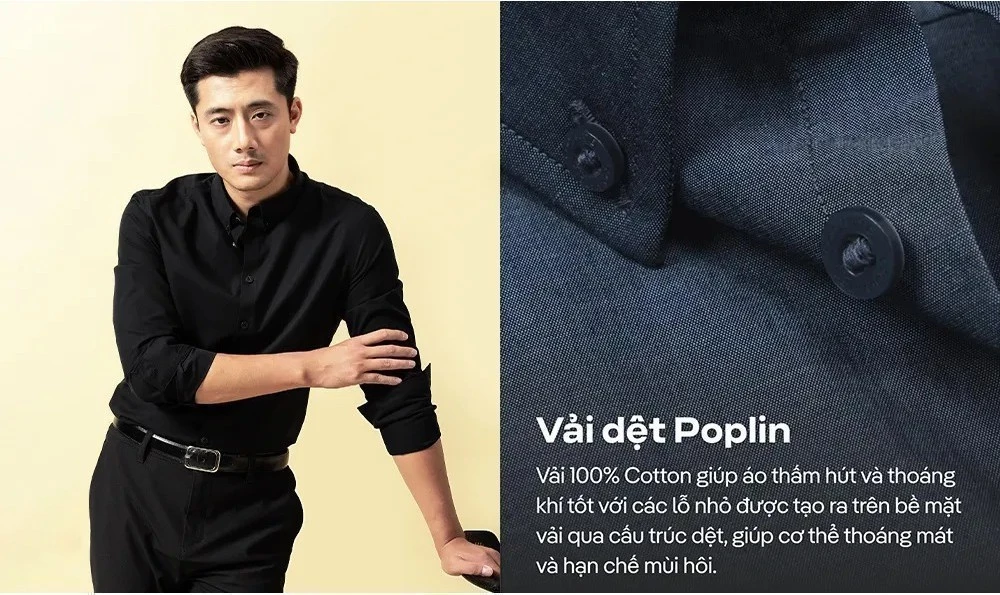 [TẶNG TẤT COTTON]Áo Sơ Mi Nam Dài Tay Premium Poplin mềm mại, chống nhăn, Áo đi làm đi chơi dạo phố Coolmate