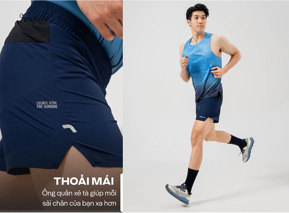 Quần Short nam thể thao chạy bộ Ultra Fast & Free II thấm hút, co giãn, nhanh khô Coolmate