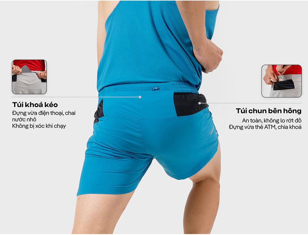 Quần Short nam thể thao chạy bộ Ultra Fast & Free II thấm hút, co giãn, nhanh khô Coolmate