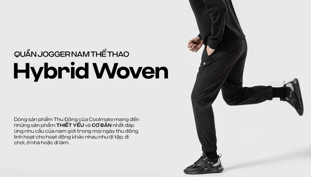 Quần Jogger nam thể thao Hybrid Woven co giãn tốt, thấm hút, Coolmate